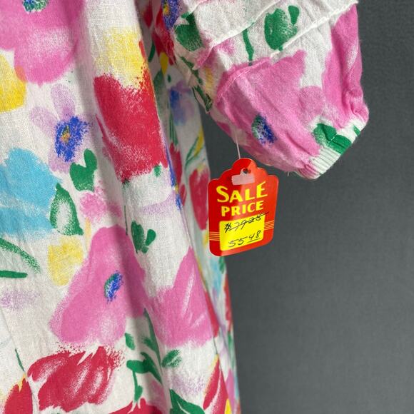 Vtg 80s 90s NOS Two Potato Watercolor Floral Tiered Muumuu Dress XS Granny Chic - Picture 16 of 16